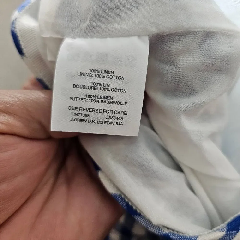 J Crew Blue Linen A Line Mini Skirt Size 0